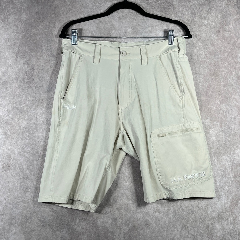 Huk Next Level‎ 10.5 inch Tech Shorts Mens Medium Tan Fishing Deck Performance